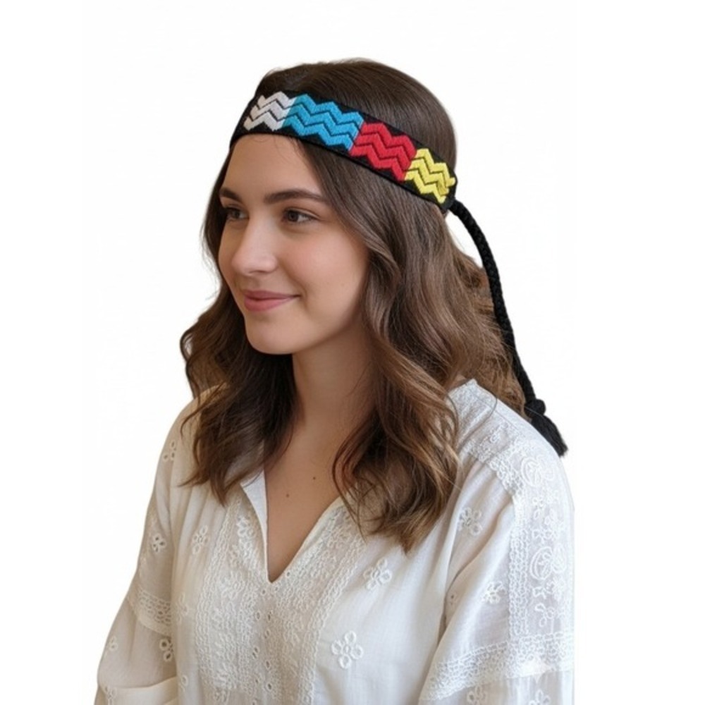 NEW Maya Mam Embroidered Headband Women OS Multicolor Boho Festival Accessory